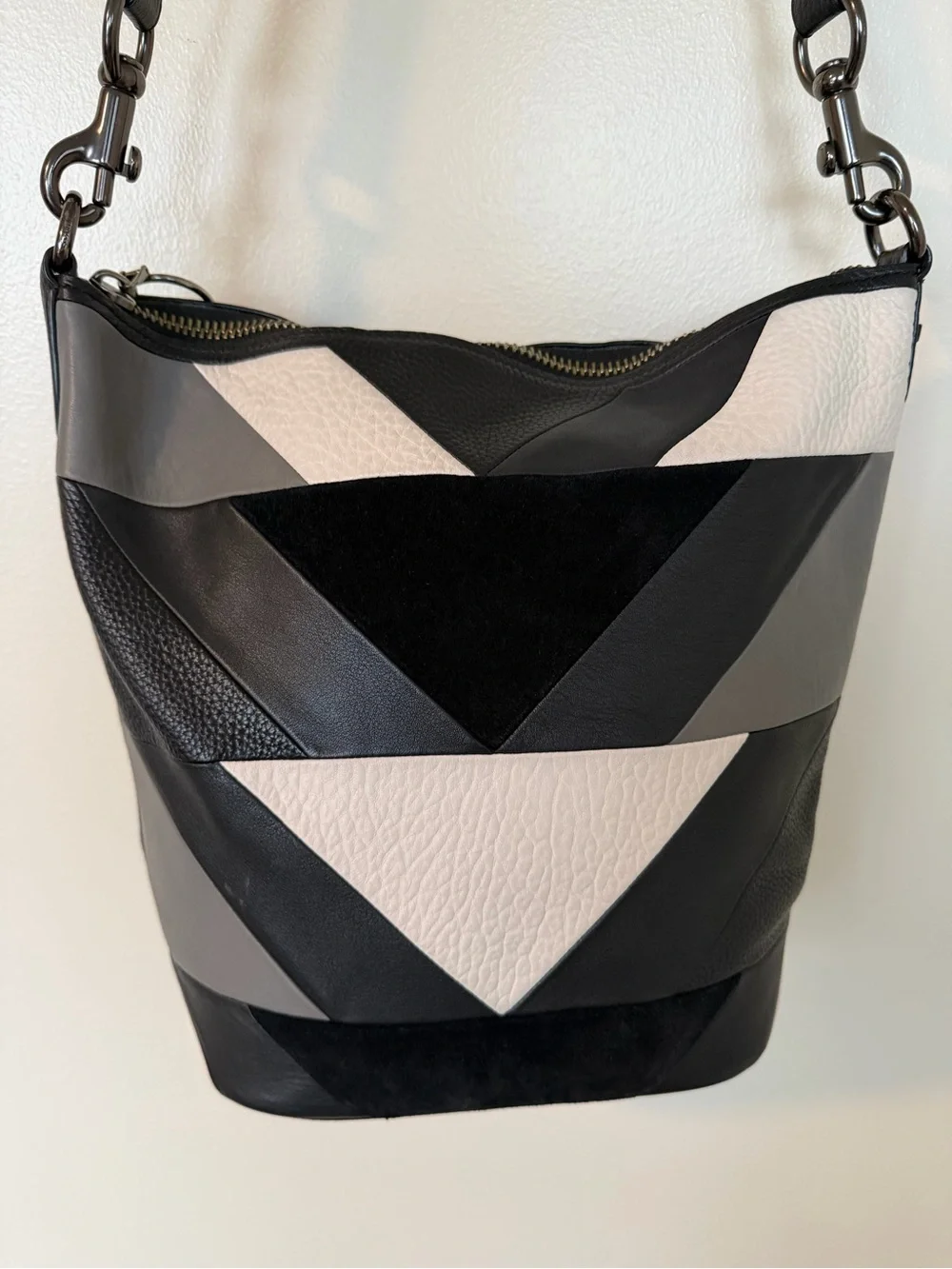COACH PATCHWORK 1941 ARCHIVE DUFFLE No. 38782 BLACK & WHITE & GREY LEATHER RARE